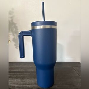 Sleek Navy Tumbler with Handle and Straw